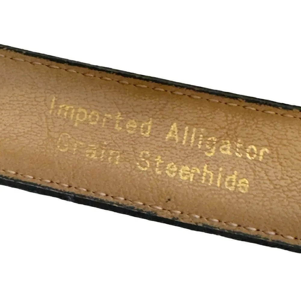 Vintage Green Alligator Grain Steerhide Western Belt Silver Buckle Spain Small